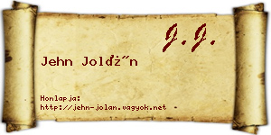 Jehn Jolán névjegykártya